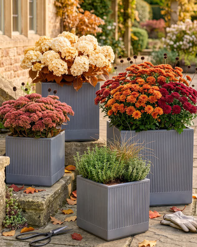 Agri Grey Ribbed Square Planter Collection