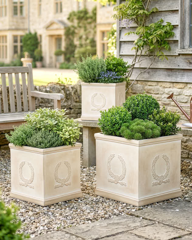 Natural Fibre Clay Pots & Planters - Set of 3 Castello Beige Planter Collection
