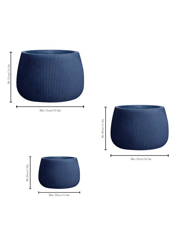 Kalo Blue Symmetry Stripe Planter Collection