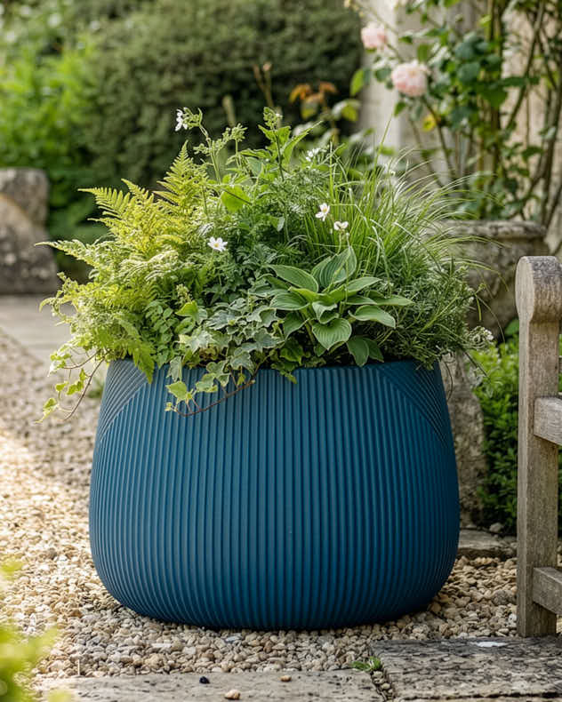 Kalo Blue Symmetry Stripe Planter Collection
