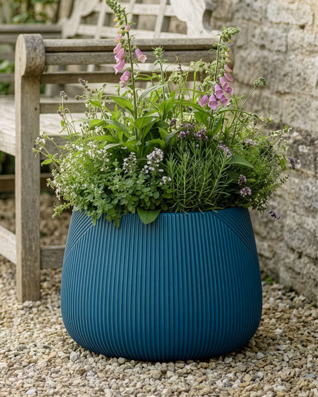 Kalo Blue Symmetry Stripe Planter Collection