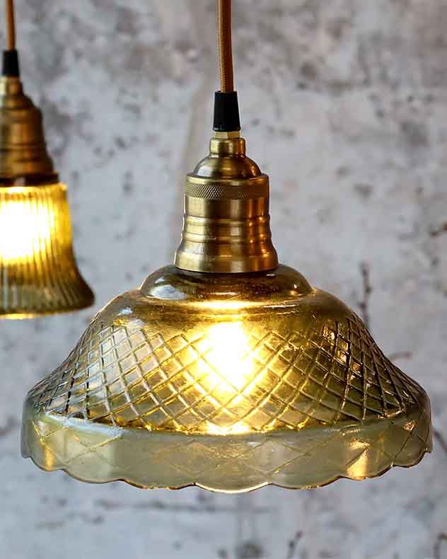 Olive Quilted Pendant Ceiling Shade