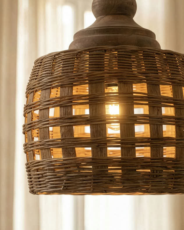 Light Shade - Cut Out Rattan Pendant Ceiling Shade