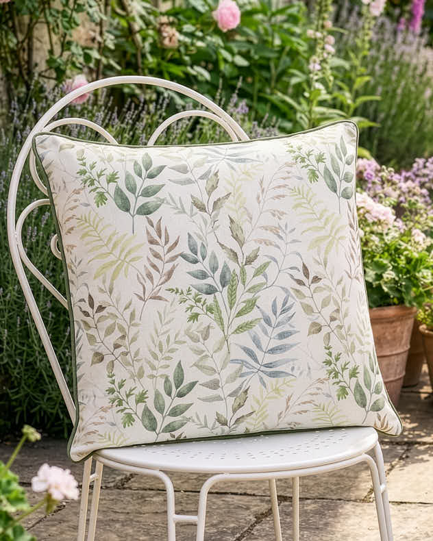Green Botanical Outdoor Square Cushion