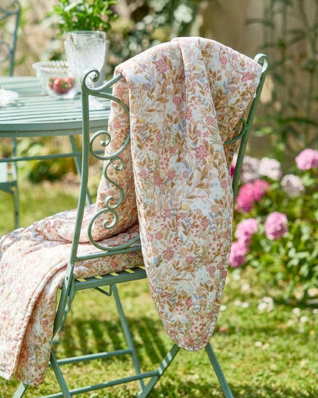 Multi-colour Cotton Picnic Blankets - Pink Gardenia Outdoor Floral Blanket