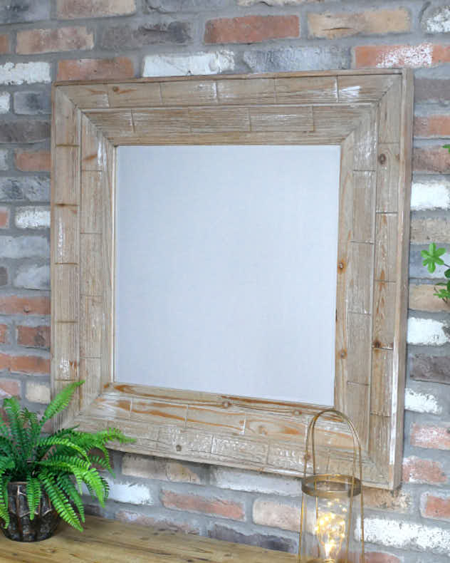 Mirror - Square Wooden Framed Wall Mirror 90cm x 90cm