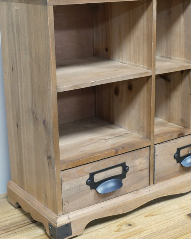 Console Tables - Vintage Washed Wood Open Cabinet