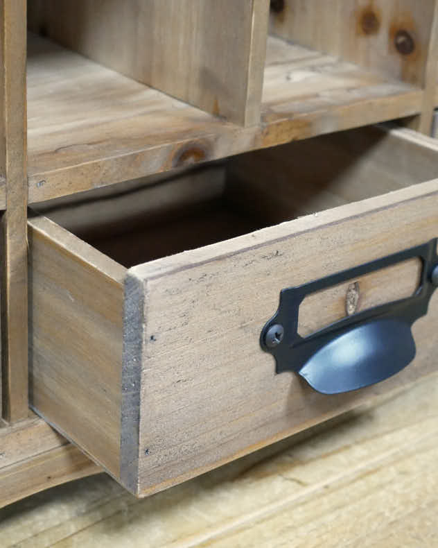 Console Tables - Vintage Washed Wood Open Cabinet