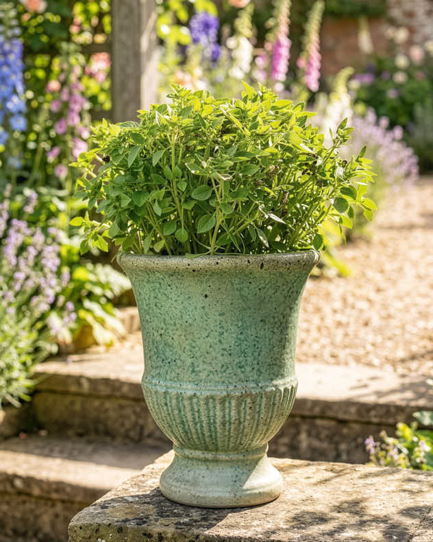 Turquoise Stoneware Pots & Planters - Vintage Seafoam Urn Planter