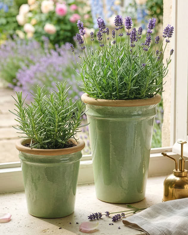 Small Green Ceramic Plant Pot - Glazed Seafoam Plant Pots