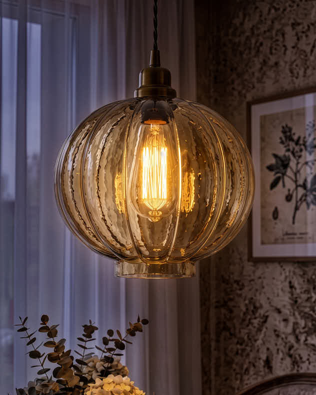 Smoked Glass Dimple Pendant Light