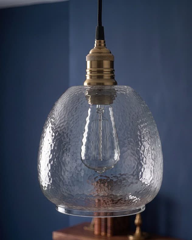 Dimpled Clear Glass Pendant Light