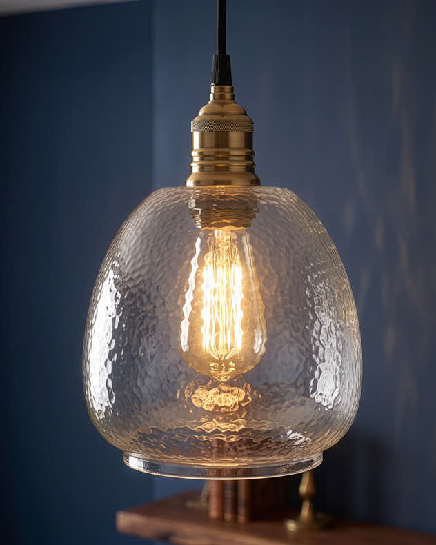 Dimpled Clear Glass Pendant Light