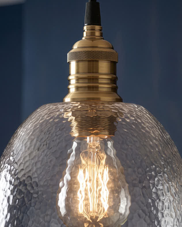 Dimpled Clear Glass Pendant Light