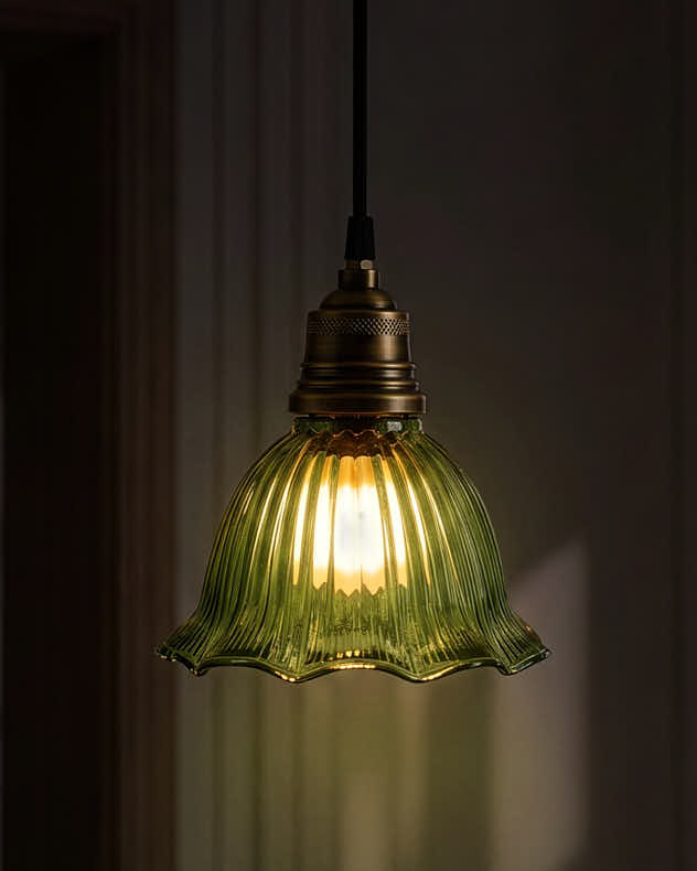 Flora Olive Glass Ceiling Light