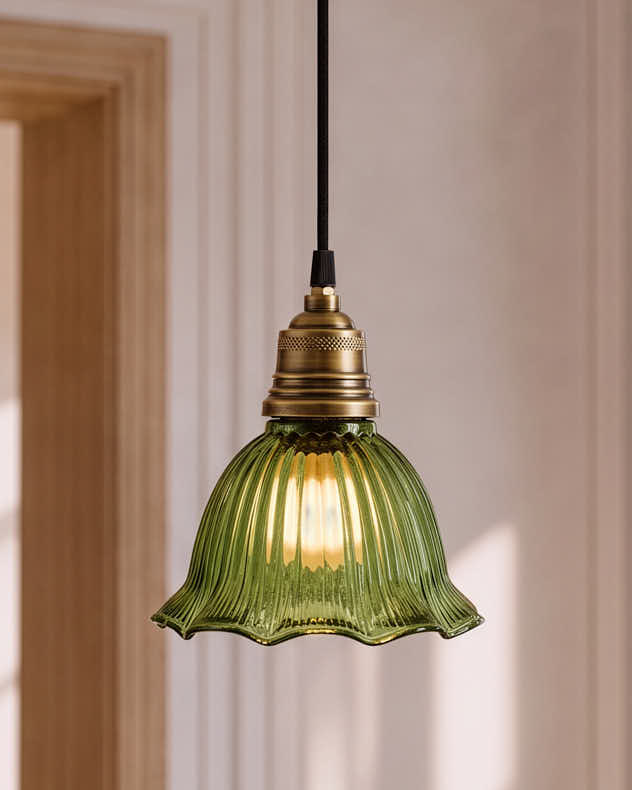 Flora Olive Glass Ceiling Light