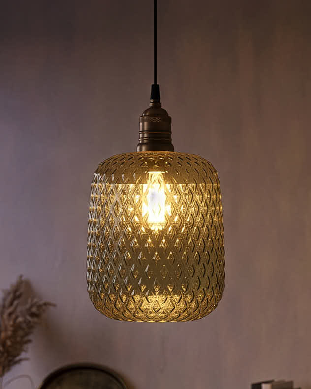 Embossed Amber Ceiling Light