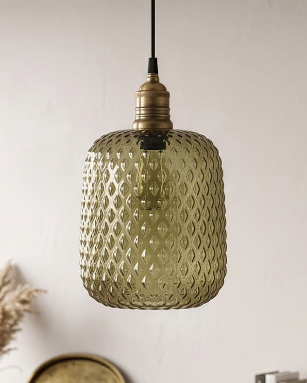 Embossed Amber Ceiling Light