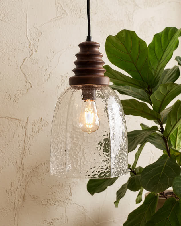 Hexagonal Dimpled Glass Pendant Light