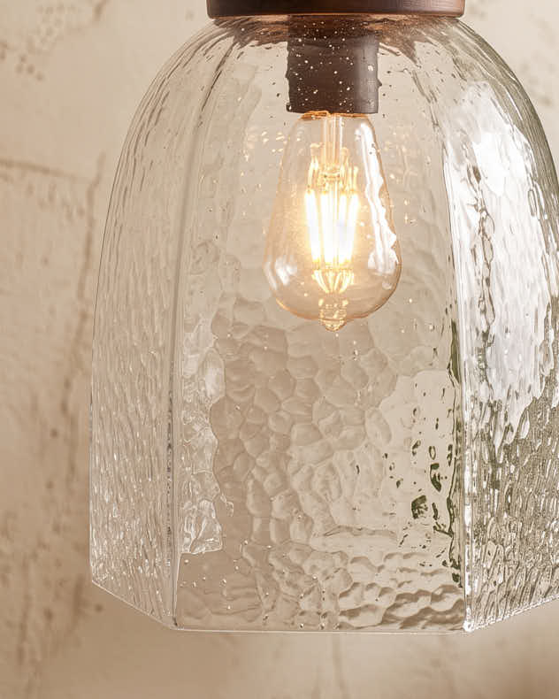 Hexagonal Dimpled Glass Pendant Light