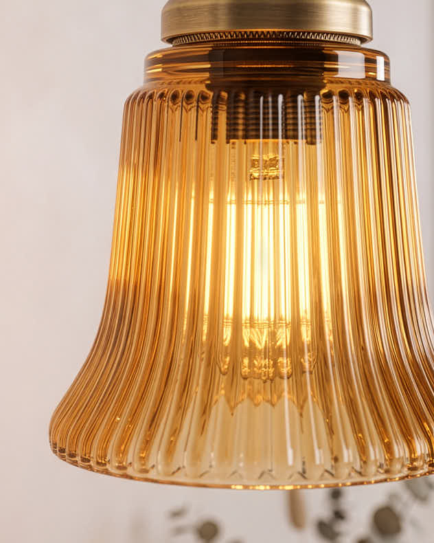 Amber Pleated Glass Ceiling Shade