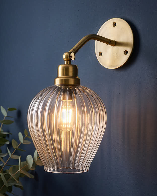 Pleated Brass Wall Light