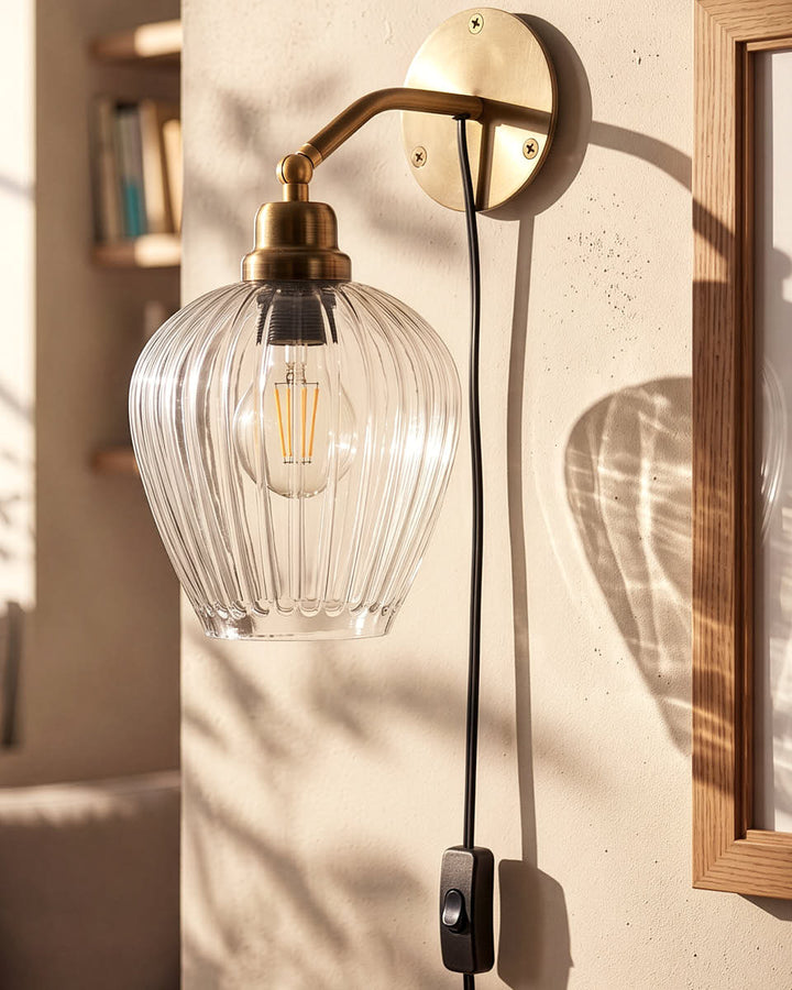 Pleated Brass Wall Light