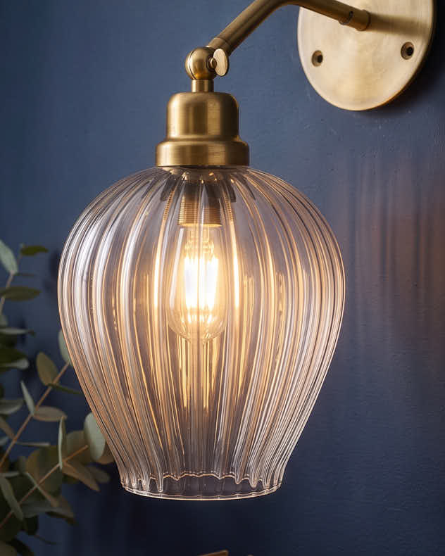 Pleated Brass Wall Light