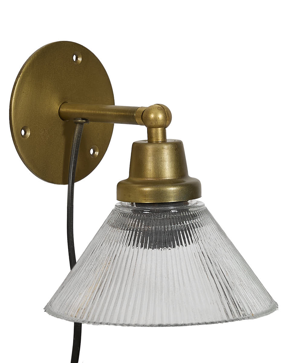 Glass Cone Brass Wall Light