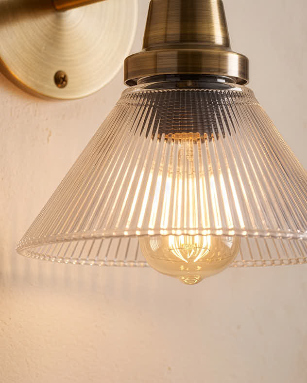 Glass Cone Brass Wall Light