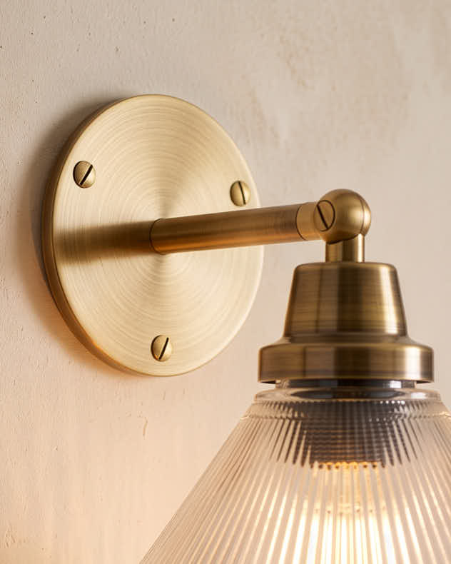Glass Cone Brass Wall Light