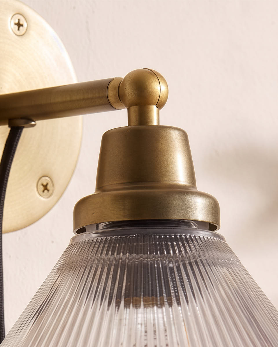 Glass Cone Brass Wall Light