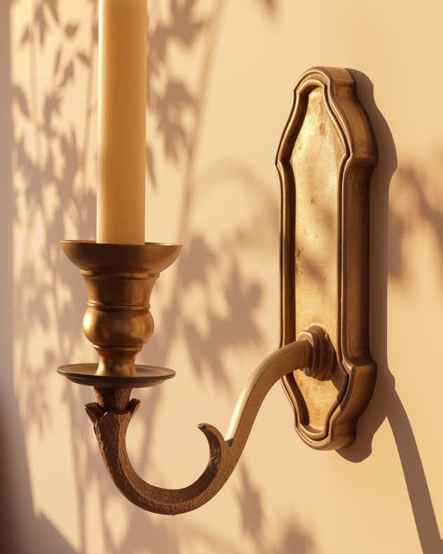 Antique Brass Wall Candlestick Holder