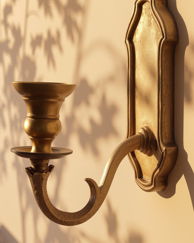 Antique Brass Wall Candlestick Holder