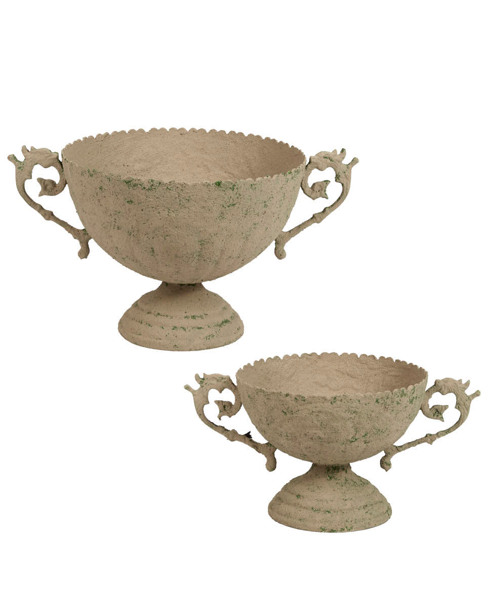 Set of 2 Antiqued Urn Planters