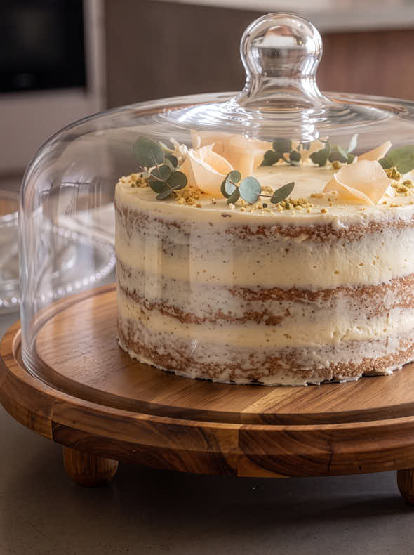 Natural Wood Cake Stand and Cloche
