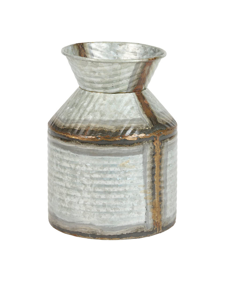 Pewter Finish Ribbed Vase