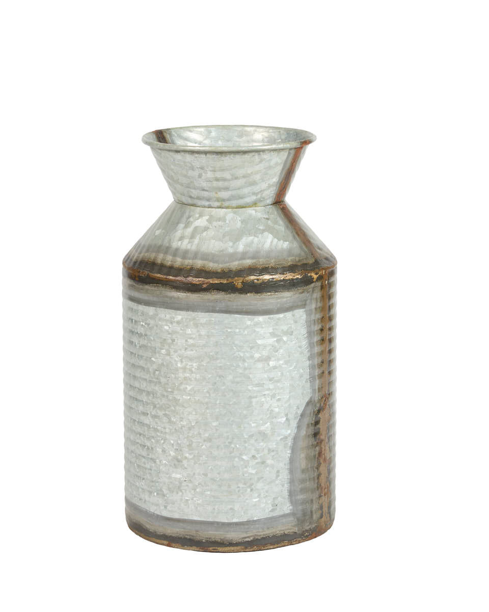 Pewter Finish Ribbed Vase
