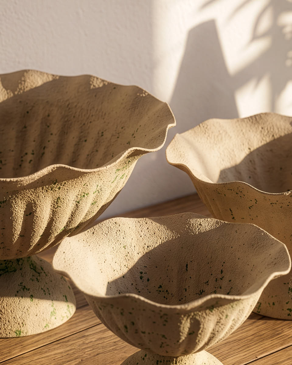 Set of 3 Wave Finish Urn Planters