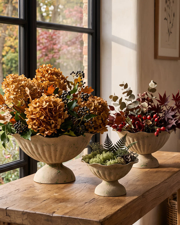 Set of 3 Wave Finish Urn Planters
