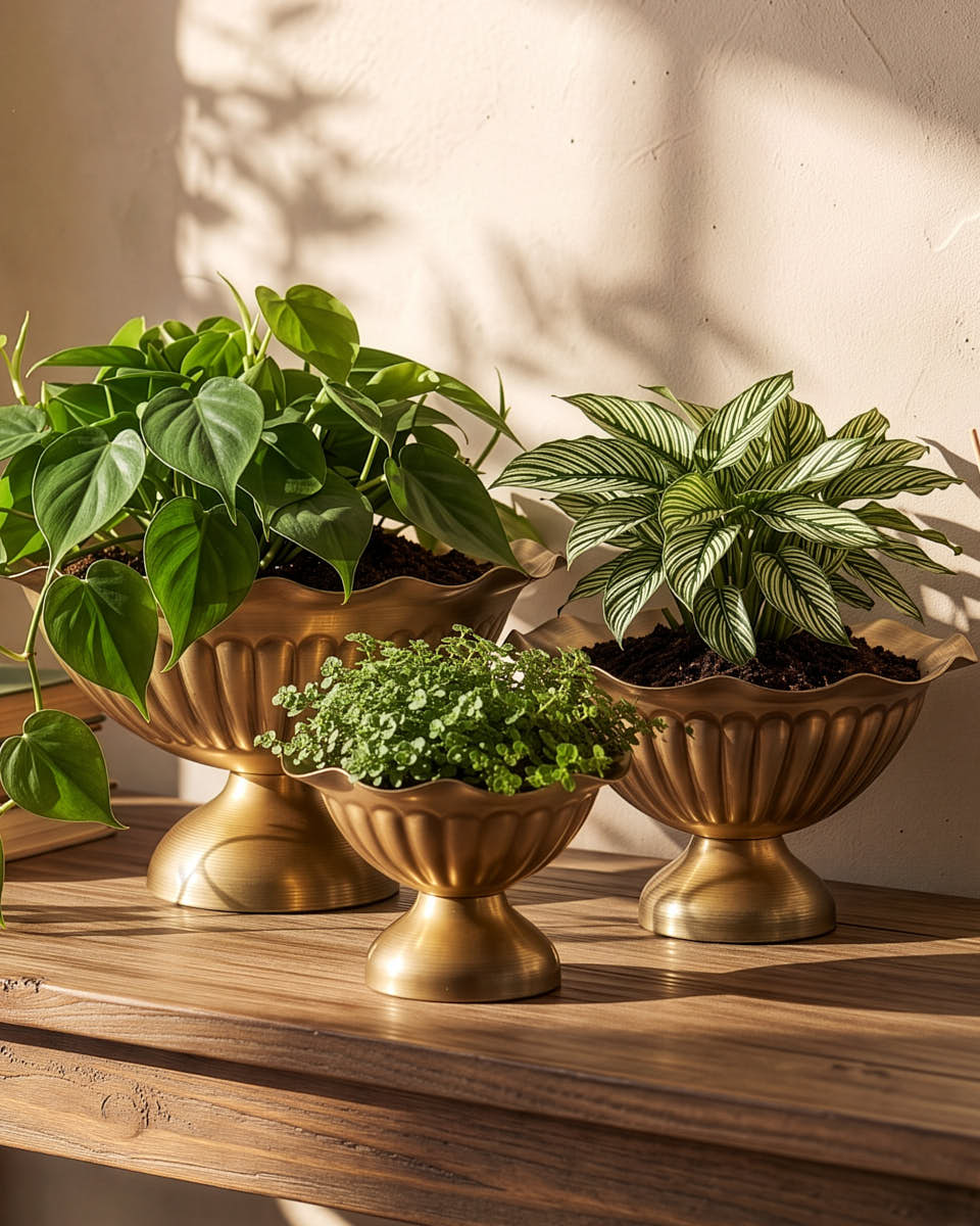 Set of 3 Wave Finish Urn Planters