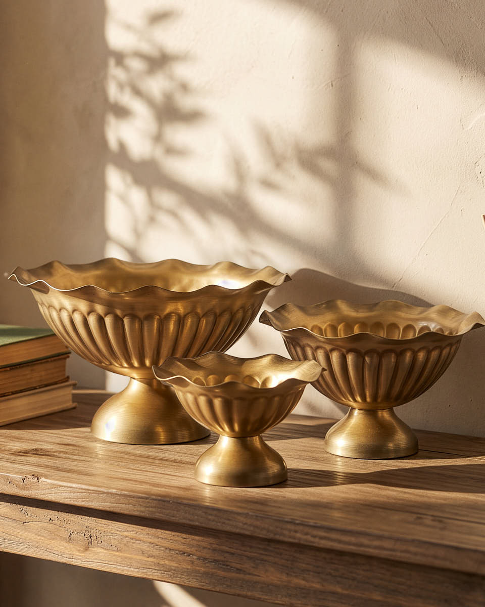 Set of 3 Wave Finish Urn Planters