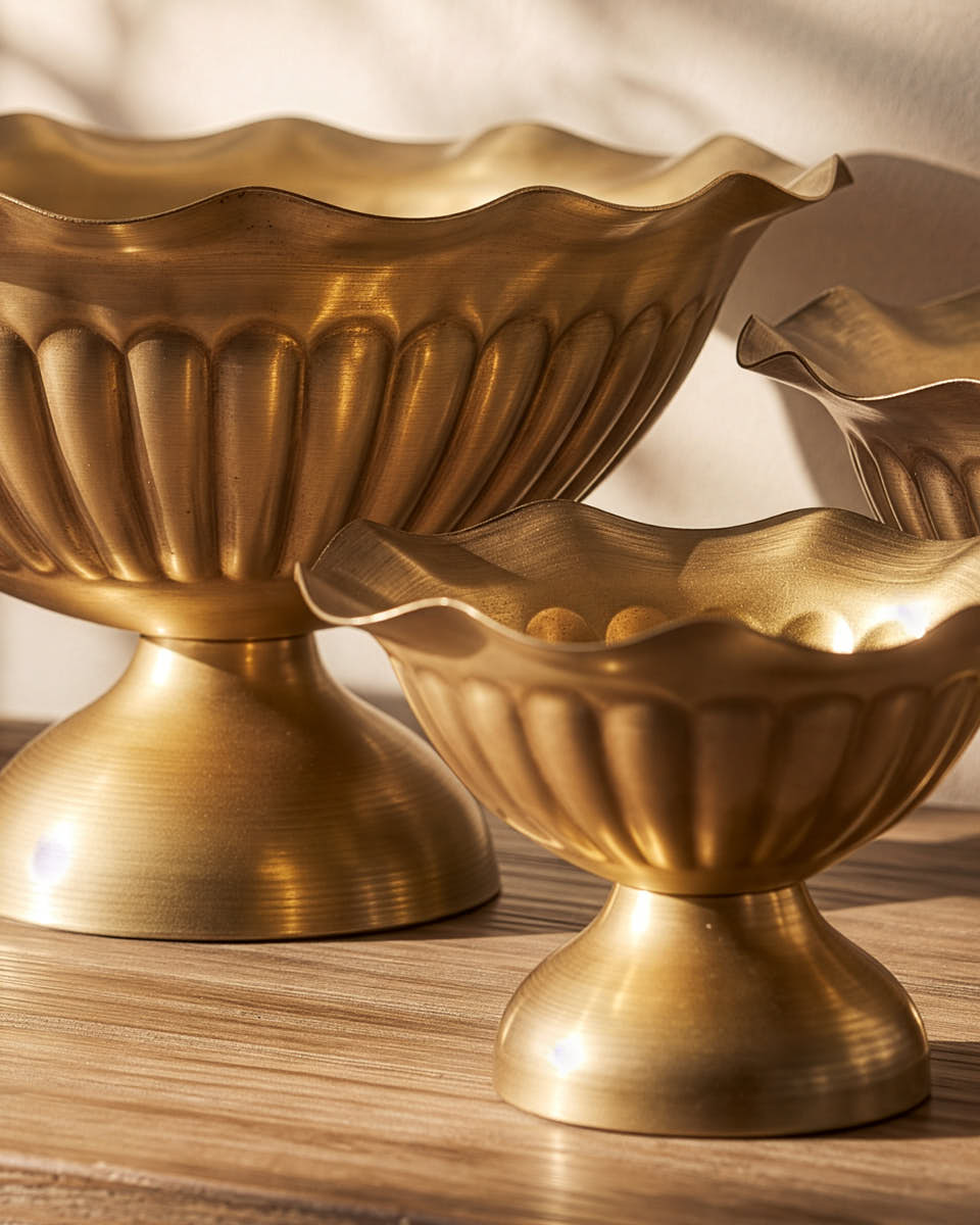 Set of 3 Wave Finish Urn Planters
