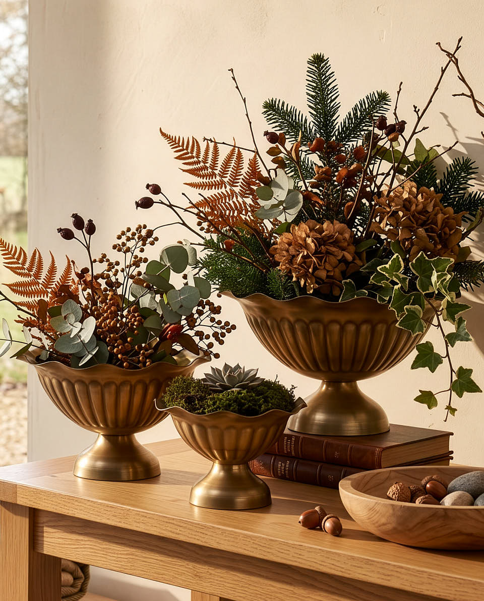 Set of 3 Wave Finish Urn Planters