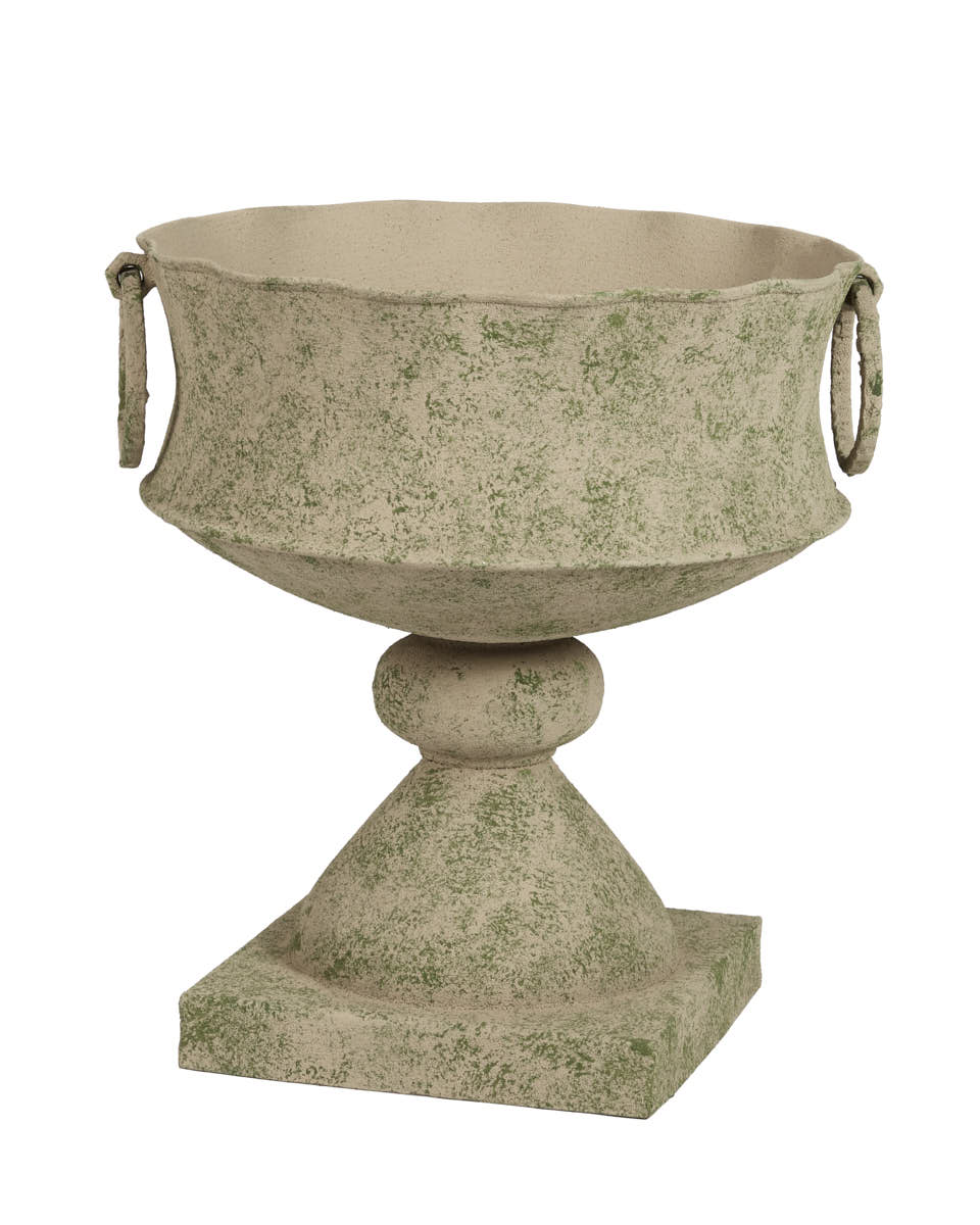 Large Footed Urn Planter with Distressed Finish