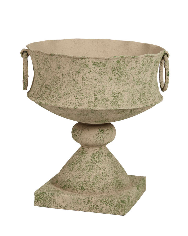 Large Footed Urn Planter with Distressed Finish