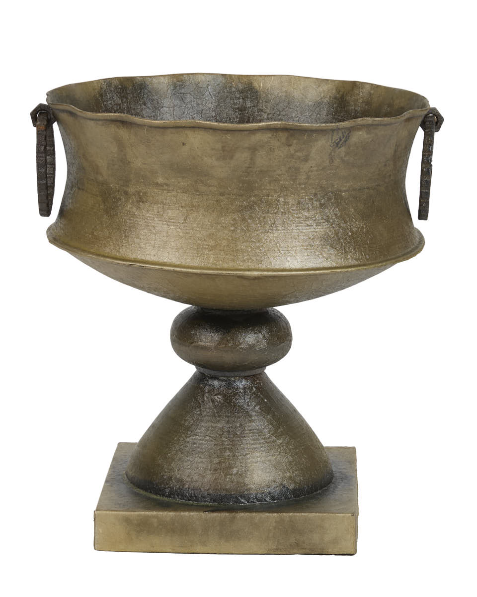 Large Footed Urn Planter with Distressed Finish