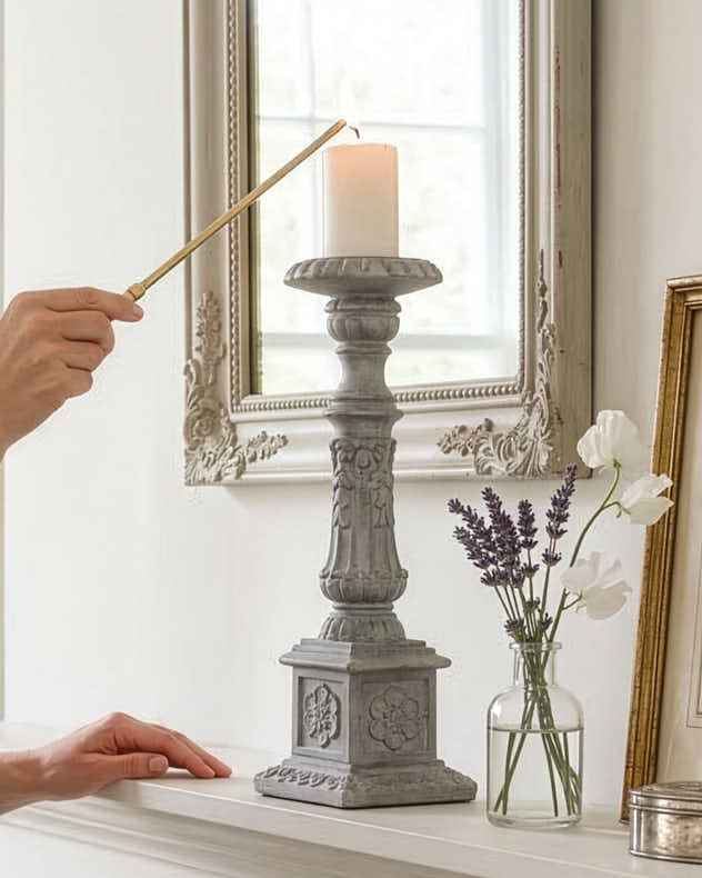 Candle Holders - Stone Pillar Candle Holder