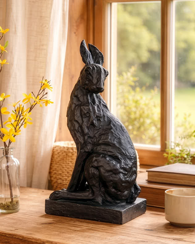 Bronze Resin Home Accessories - Perching Hare Sculpture