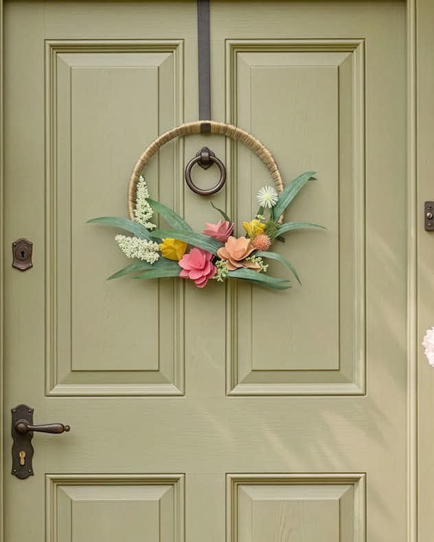 Blooming Woodchip Half Wreath